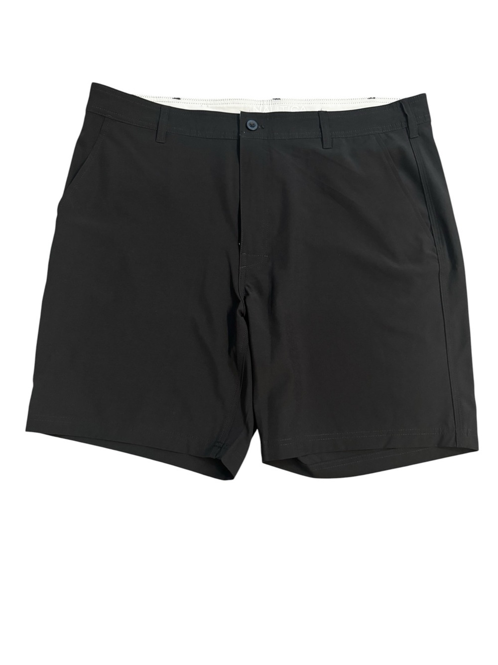 Black Nautica Flat Front Performance Shorts Quick Dry, Size 38